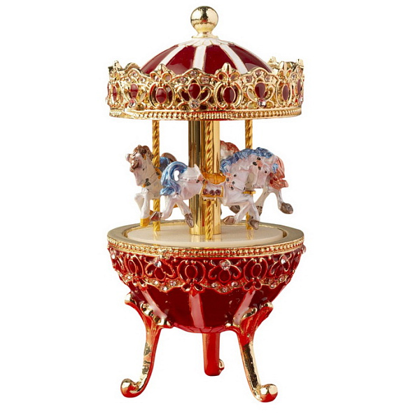 Фигурка музыкальная "Яйцо-карусель" 14 см, красная