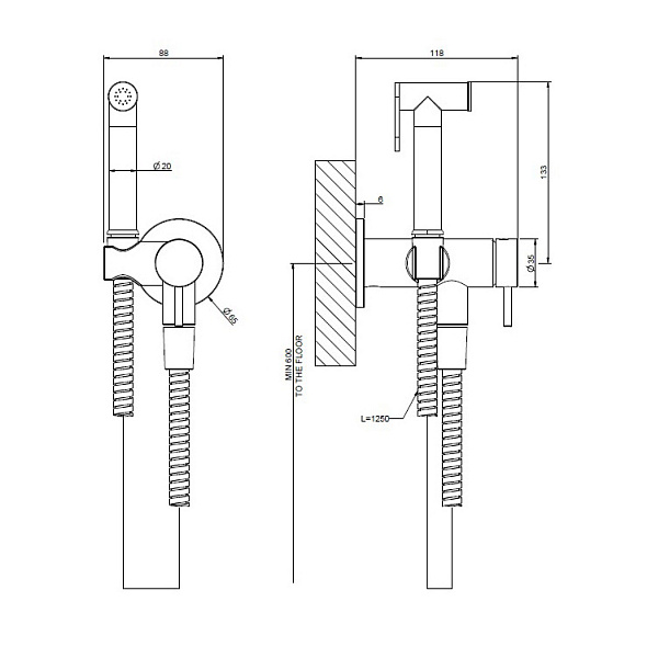 Смеситель для гигиенического душа Gessi 316 45130.727, брашированная латунь PVD