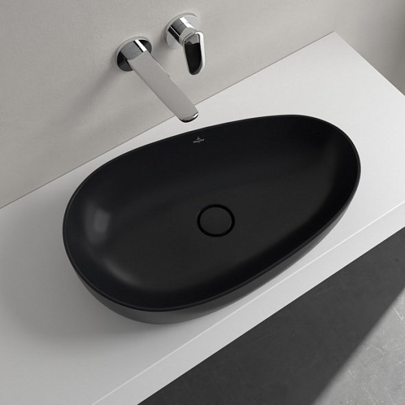 Раковина накладная Villeroy & Boch Antao 65х40, CeramicPlus, 4A7465R7, из TitanCeram, Pure Black