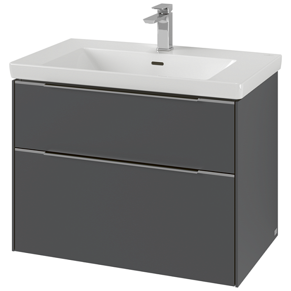 Тумба с раковиной Villeroy & Boch Subway 3.0 80х47, подвесная, графит