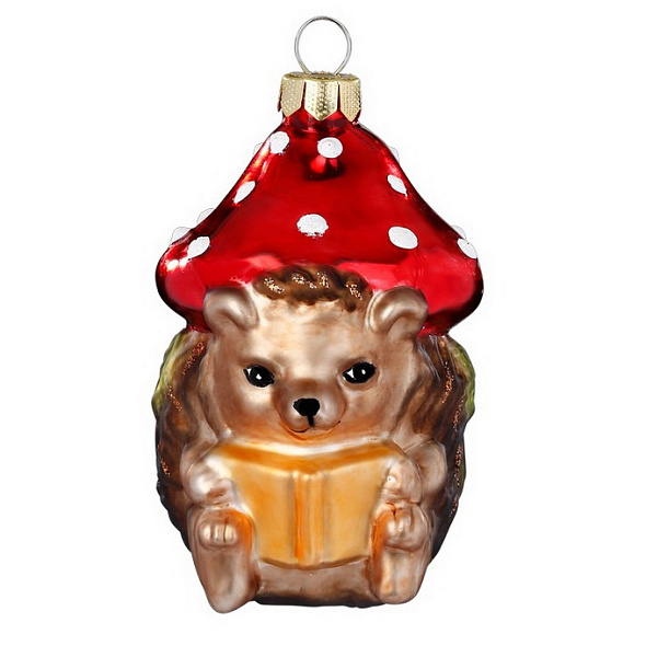 Елочная игрушка "Ежик с грибом" 7,5 см