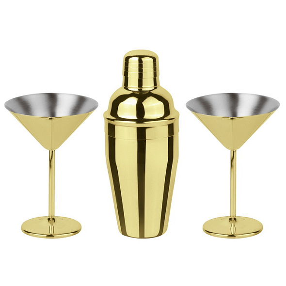 Набор для коктейля "Martini Set" Paderno Bar Gold, 3 предмета
