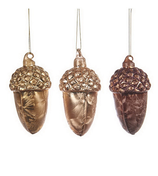 Новогодняя игрушка "Желудь" 10 см, в ассортименте
