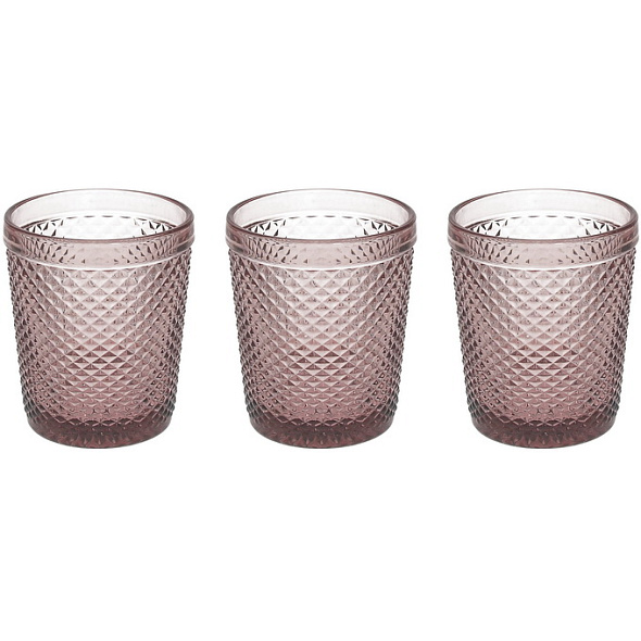 Набор стаканов Glass Diamante 300 мл, 3 шт, розовый