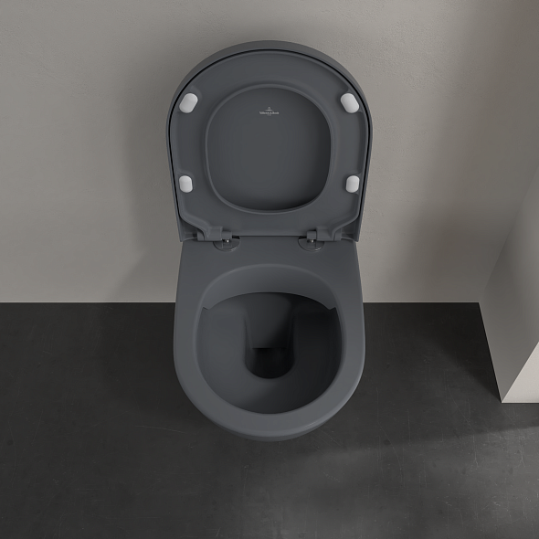 Унитаз подвесной Villeroy & Boch Subway 2.0 56х37 CeramicPlus, с сиденьем, графит