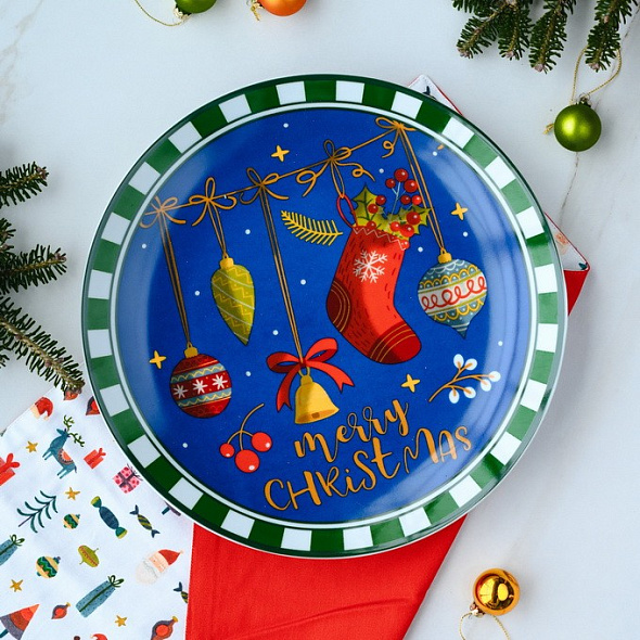 Блюдо для торта Natale Toys 31 см, синее