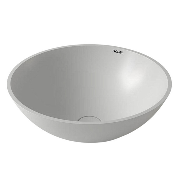 Раковина Holbi Demeter SR 40x40, из Soft Rock, белая матовая, с клапаном