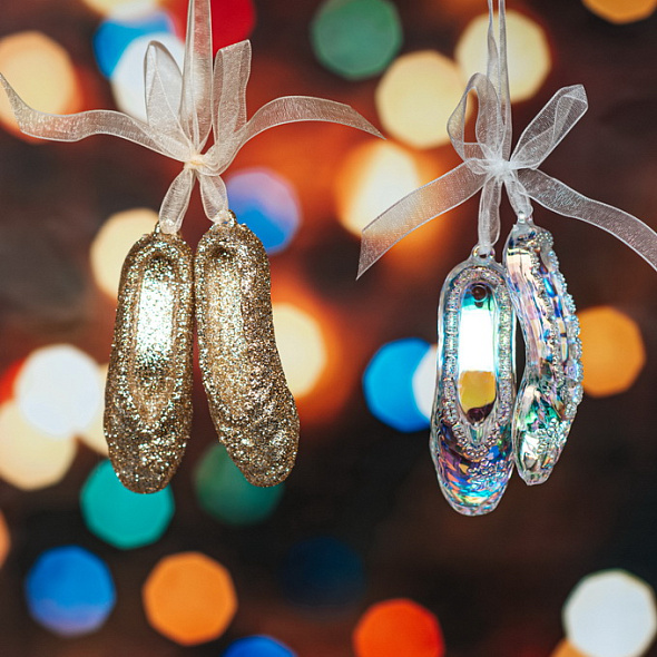 Елочная игрушка "Пуанты радужные" 8,5 см