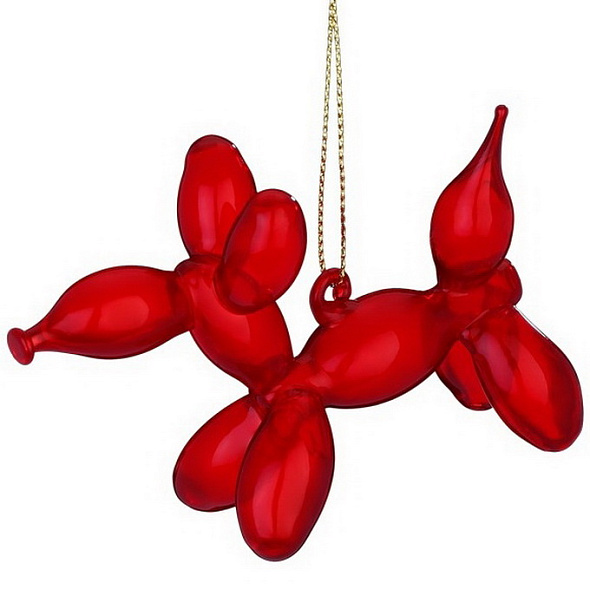 Елочная игрушка "Собака из шаров" 6 cм, красная