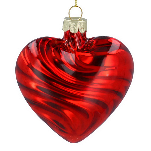 Елочная игрушка "Сердце с завитками" 7х8 см