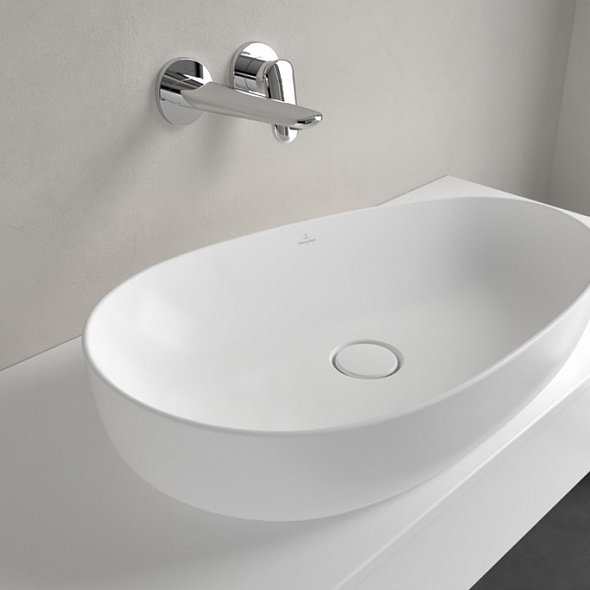 Раковина накладная Villeroy & Boch Antao 65х40, CeramicPlus,4A7465RW, из TitanCeram, Stone White