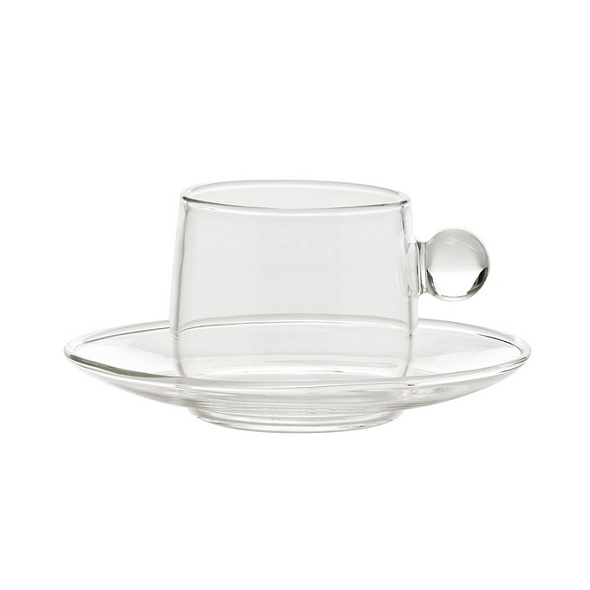 Чашка кофейная с блюдцем Bilia 120 мл, прозрачная