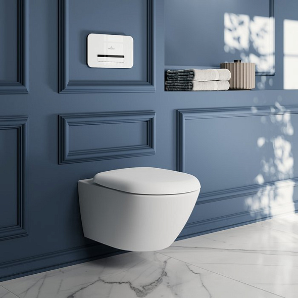 Унитаз Villeroy & Boch Antao 37х56, CeramicPlus, TwistFlush, с сиденьем, Stone White