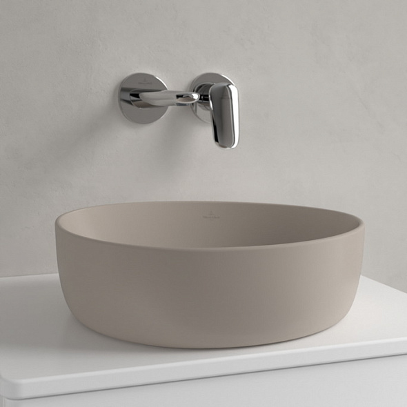 Раковина накладная Villeroy & Boch Antao 40х40, CeramicPlus, 4A7240AM, из TitanCeram, Almond
