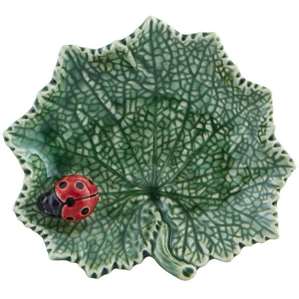 Блюдо "Лист крестовника с божьей коровкой" 14х12,6 см
