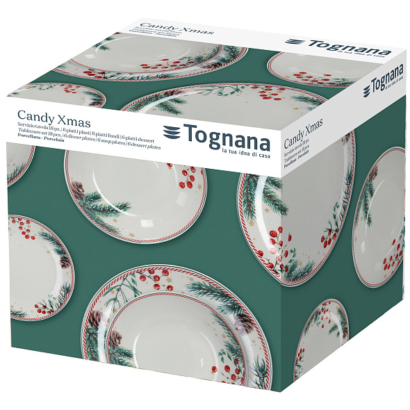Набор посуды на 6 персон Madison Candy Christmas, 18 предметов