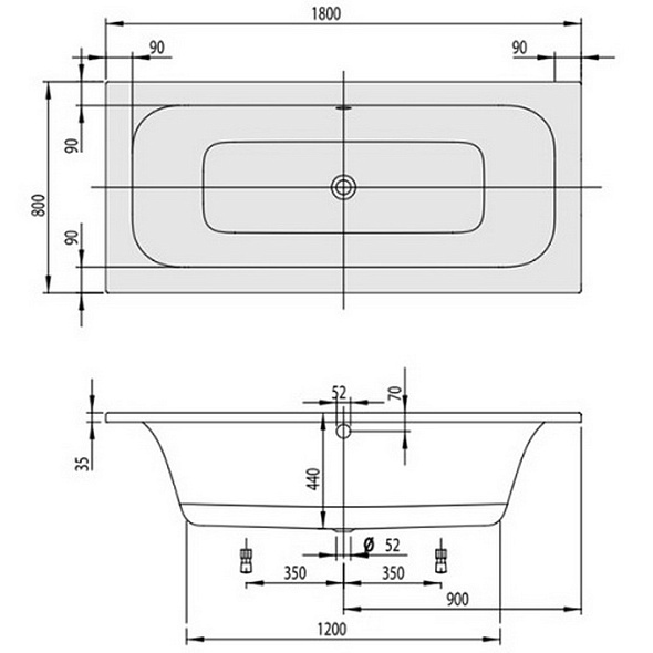 Ванна акриловая Villeroy & Boch Loop & Friends 180х80 q3_UBA180LFS2V-01
