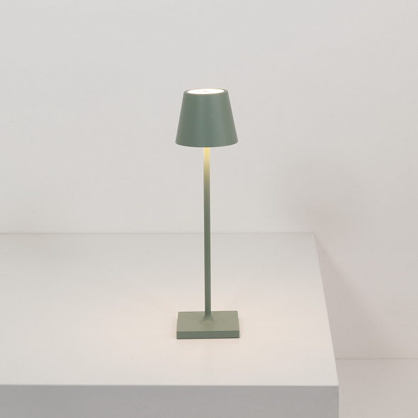Лампа настольная Zafferano Poldina Pro Micro 27,5 см, серо-зеленая