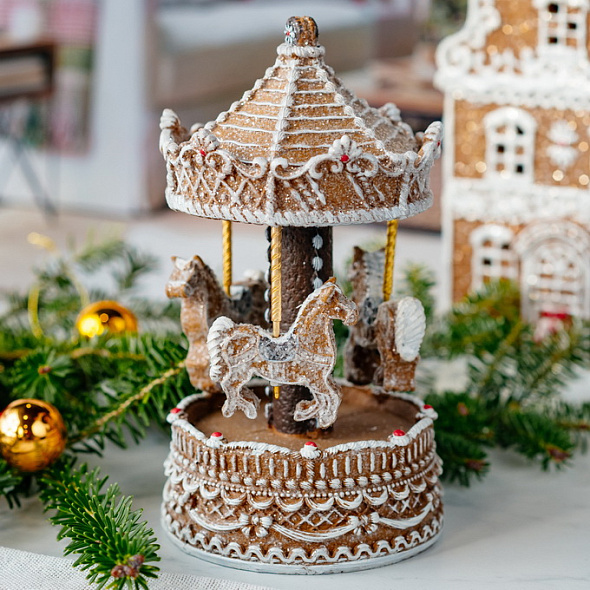 Шкатулка музыкальная "Пряничная карусель" 22х12х12 см
