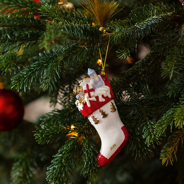 Елочная игрушка "Рождественский носок" Christmas Classics 10 см