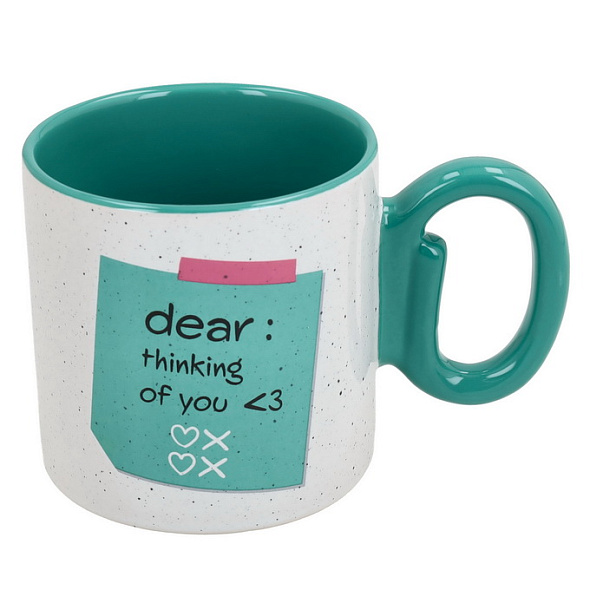 Кружка "Dear: thinking of you <3" 380 мл, бирюзовая