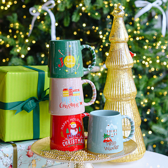 Кружка Happy Holidays 400 мл, красная