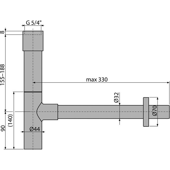 Сифон для умывальника Alca DESIGN A402, цельнометаллический, массивный