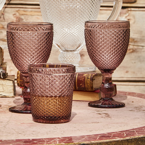 Набор бокалов Glass Diamante 280 мл, 3 шт, розовый