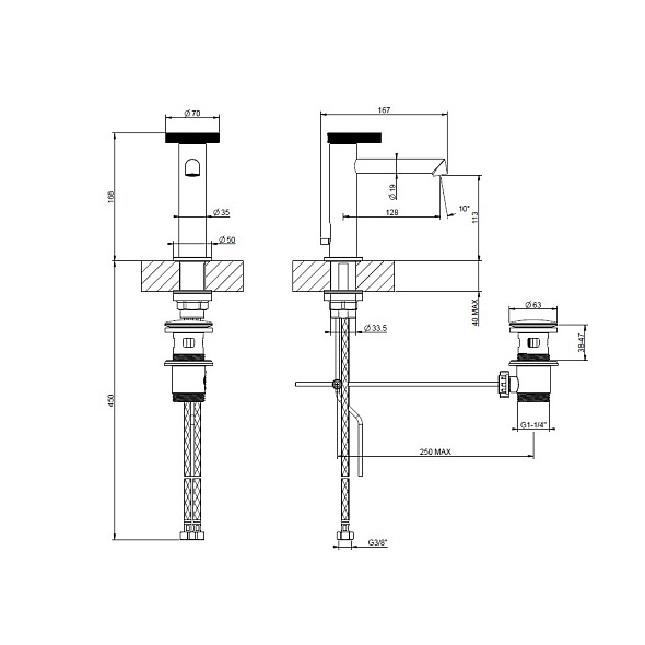Смеситель для раковины Gessi Anello 63301.149, брашированный никель