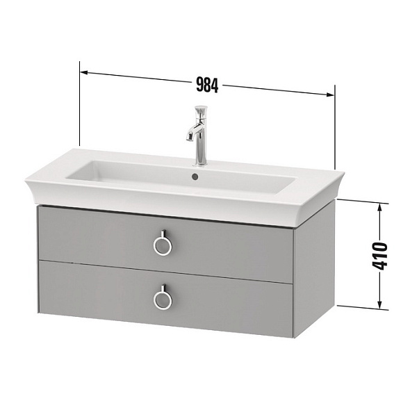 Тумба с раковиной Duravit White Tulip 105х49, с системой разделителей, серо-коричневая