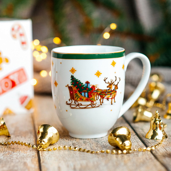 Кружка Happy Wintertime 360 мл, зеленая