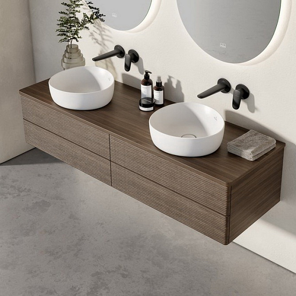 Раковина накладная Villeroy & Boch Antao 40х40, CeramicPlus, 4A7240RW, из TitanCeram, Stone White