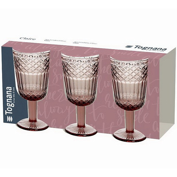 Набор бокалов Glass Claire 270 мл, 3 шт, розовый