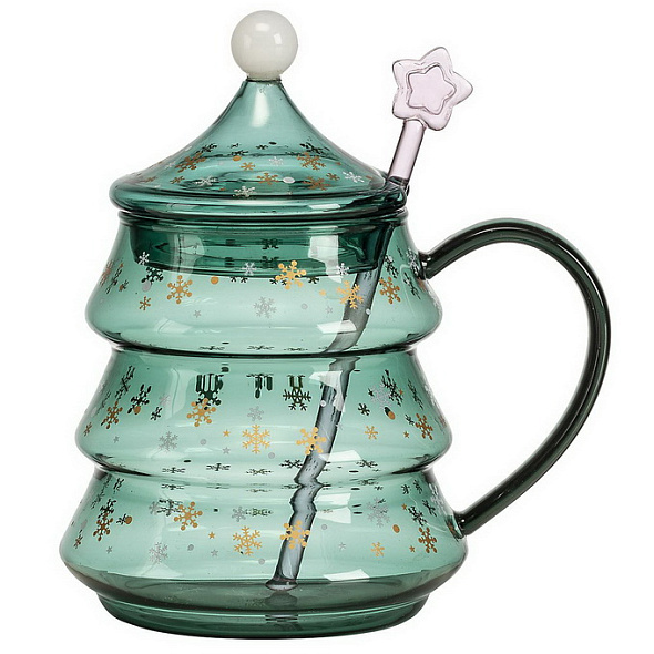 Кружка с крышкой и палочкой Christmas tea 14 см