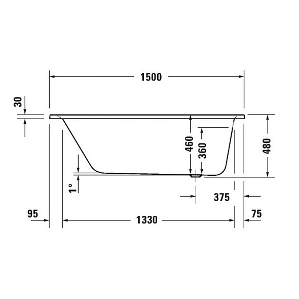 Ванна Duravit Aurena 150х75, из DuroCast Smooth, встраиваемая, белая