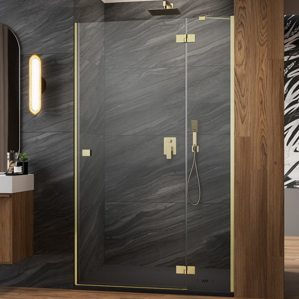 Распашная дверь Radaway Essenza 100х200, левая, прозрачное стекло 6 мм, матовое золото