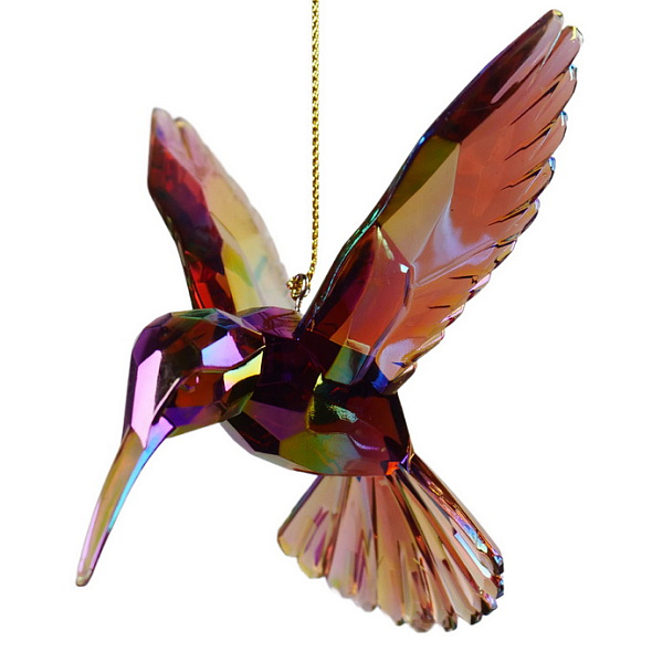 Елочная игрушка "Колибри" 10 см, фиолетовая