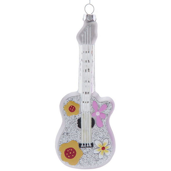 Елочная игрушка "Гитара" 15 см, цвет серебро