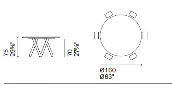Стол Calligaris Cartesio 160х160, Bronze