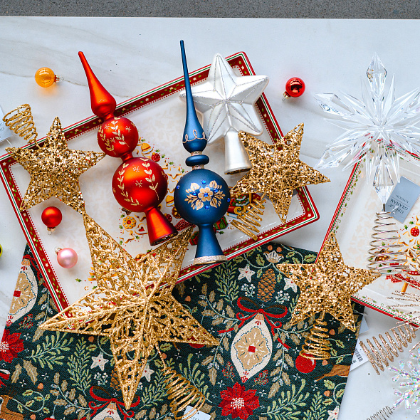 Верхушка для ели "Звезда" 20х15 см, цвет золото