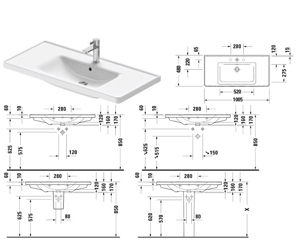 Раковина подвесная Duravit D-Neo 100х48, 2367100000
