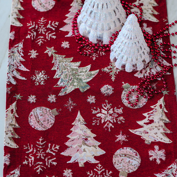 Скатерть-дорожка Crystal Tree 50х140 см, цвет бургунди