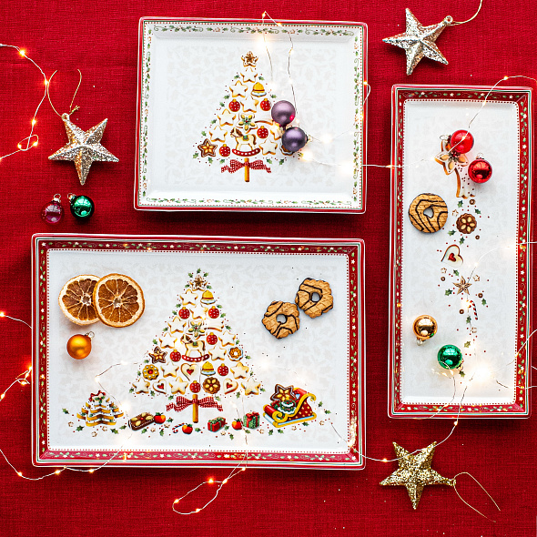 Блюдо для торта Villeroy & Boch Winter Bakery Delight 39х17 см, прямоугольное
