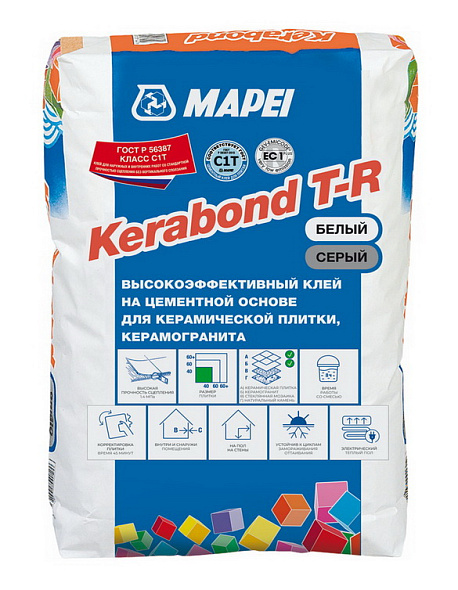 Клеевая смесь Mapei Kerabond T-R Grey, серая, 25кг