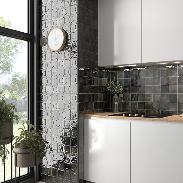 Плитка керамическая Equipe Hanoi 10х10, Black Ash, 8 мм