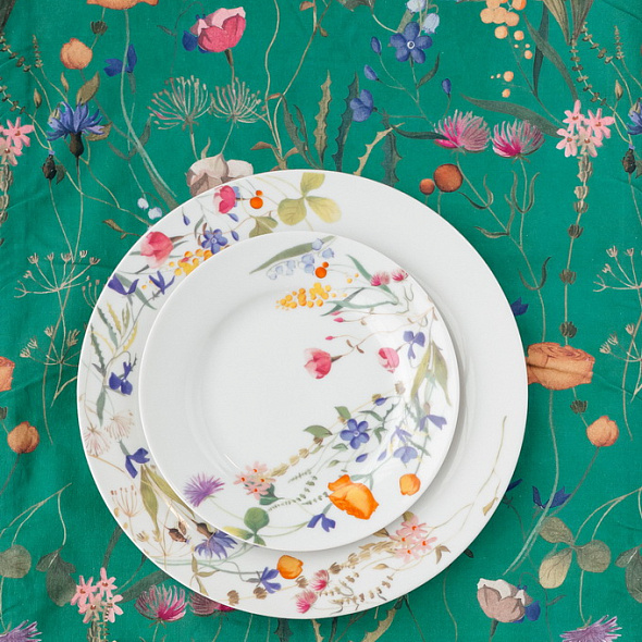 Скатерть прямоугольная Textile Flora 140х180 см, зеленая