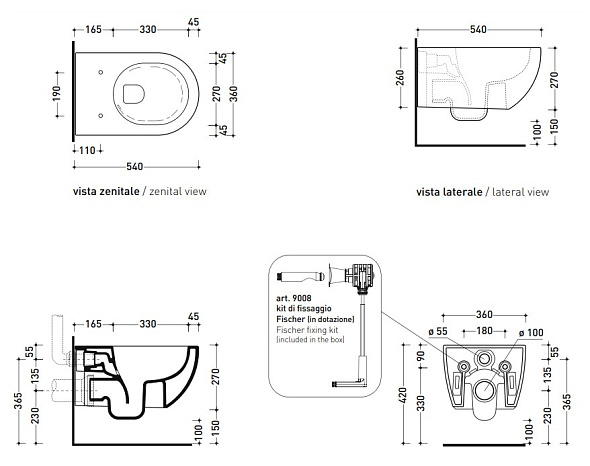 Унитаз подвесной Flaminia App, 54х36,  с сиденьем, Uva
