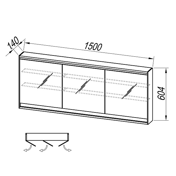 Зеркальный шкаф Kolpa-san Pandora TOP 150 LED WH, 150x60, с подсветкой, белый