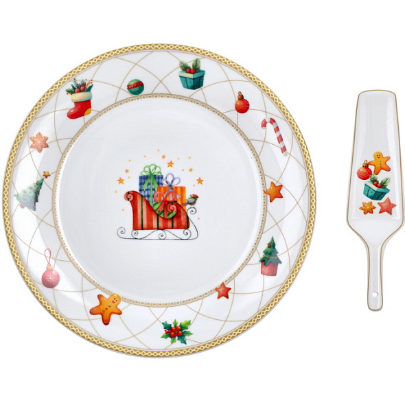 Блюдо для торта с лопаткой Christmas Fairy Tale 27 см