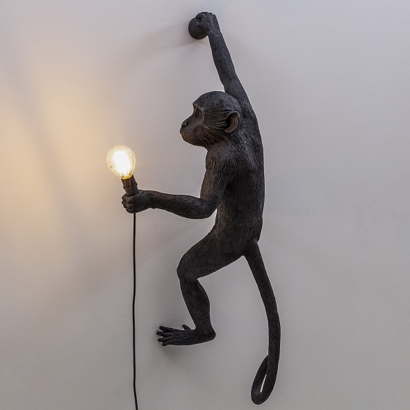 Лампа настенная Seletti Monkey Lamp Hanging 65 см, черная, версия 2